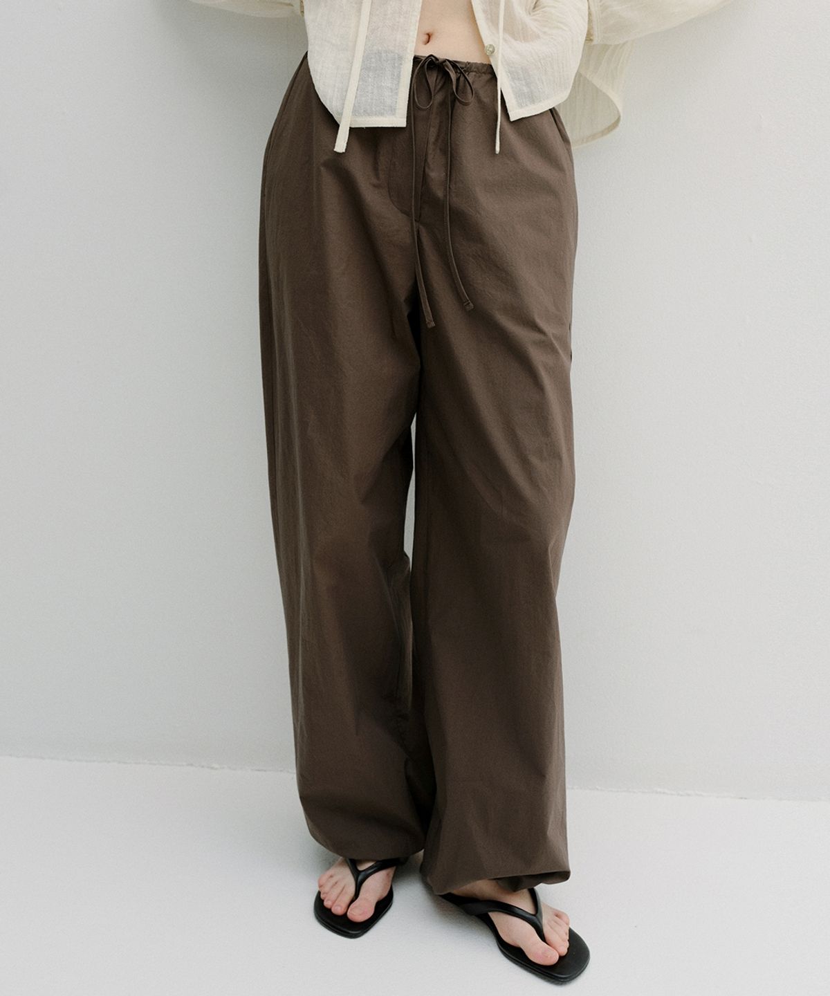 블랭크03(BLANK03) cotton banding harem pants (brown)