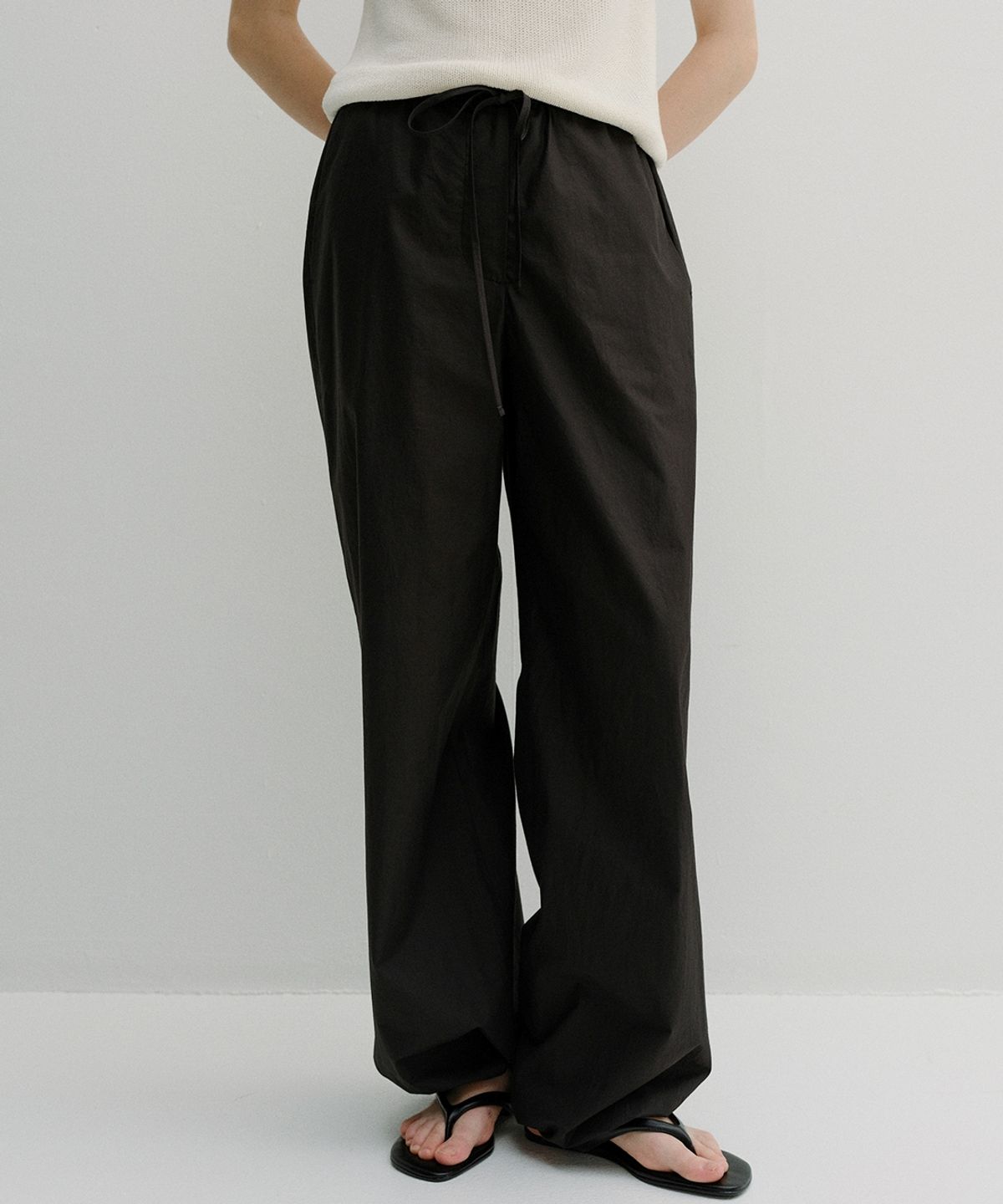 블랭크03(BLANK03) cotton banding harem pants (black)