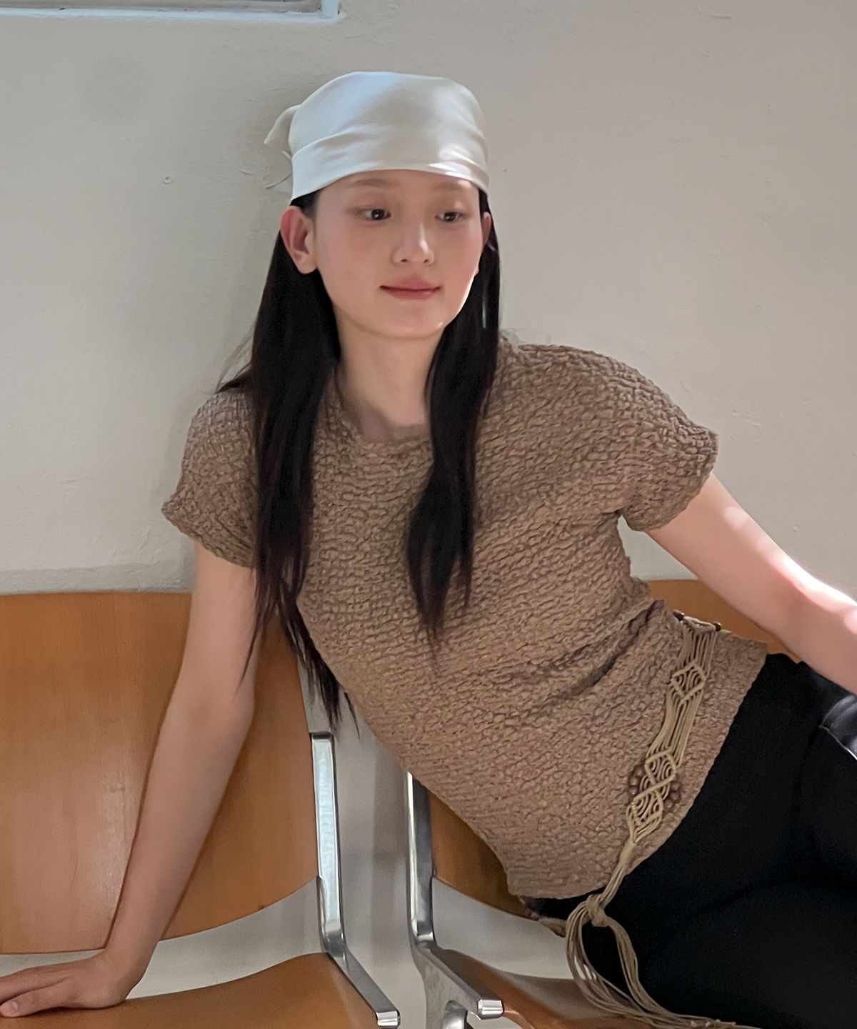 쏘이르(SO IR) WRINKLE T-SHIRT - BEIGE