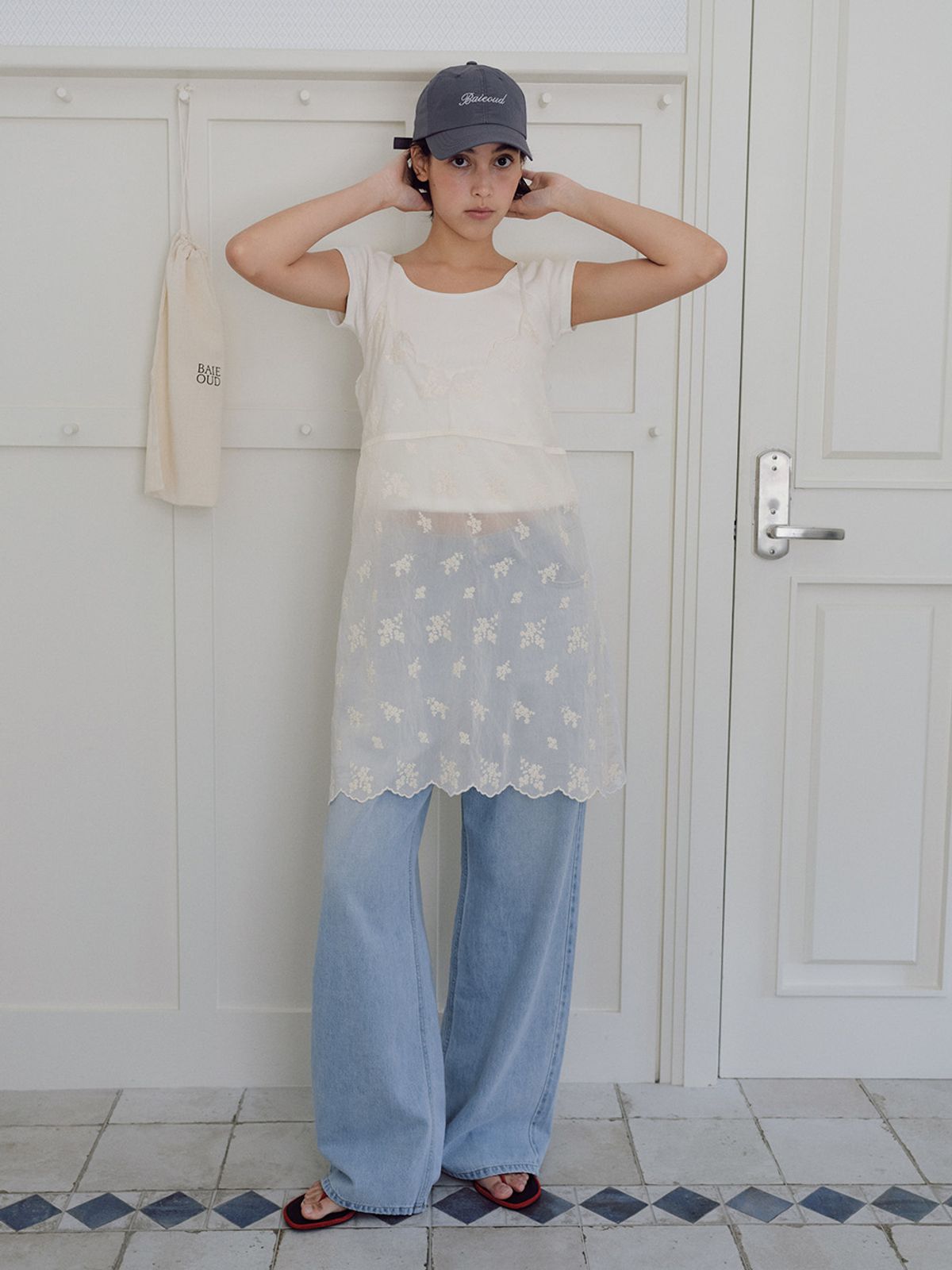 베이오드(BAIE OUD) Flower layered long bustier_ivory