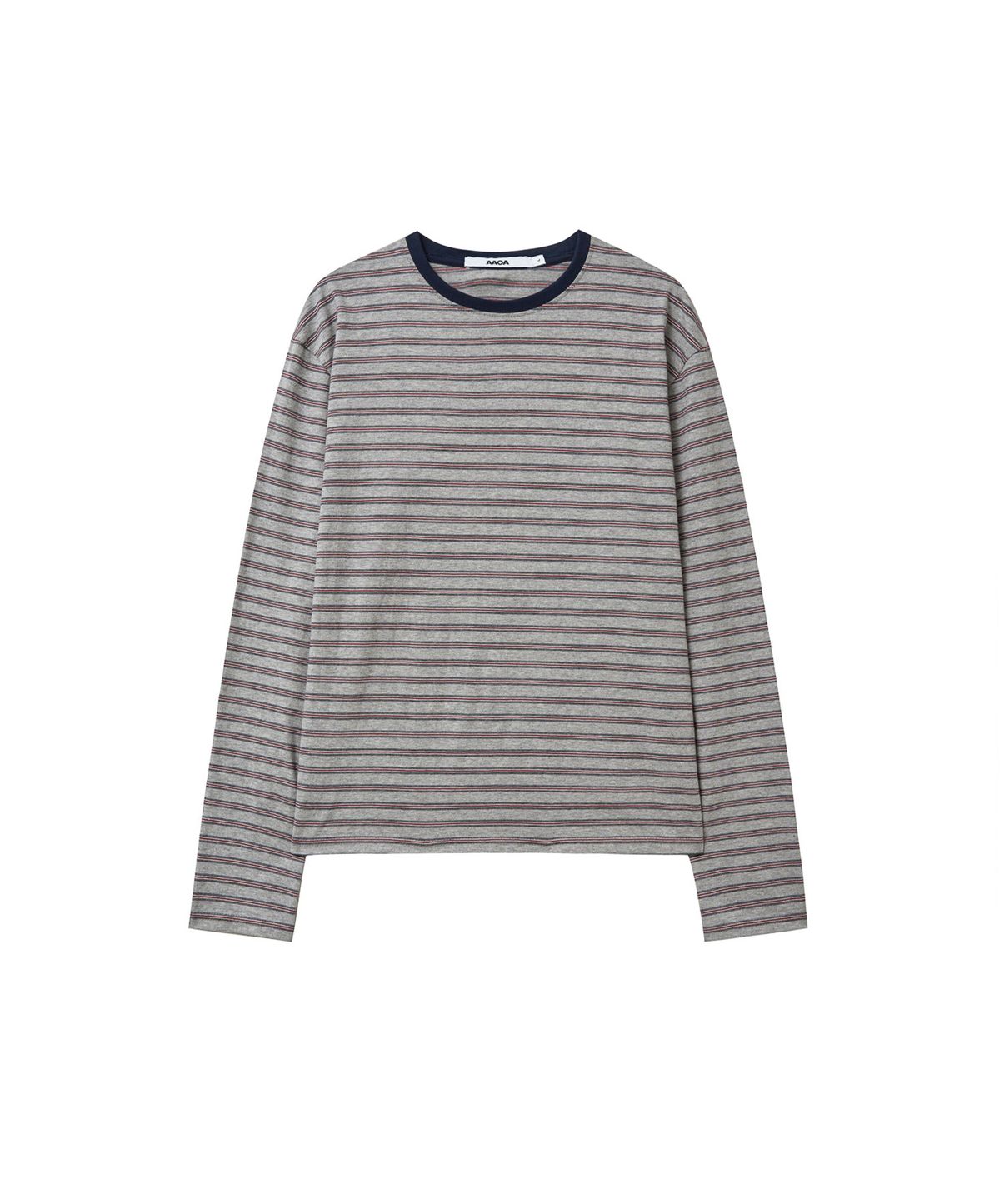 에이에이오에이(AAOA) 레이어 스트라이프 롱슬리브 멜란지 그레이