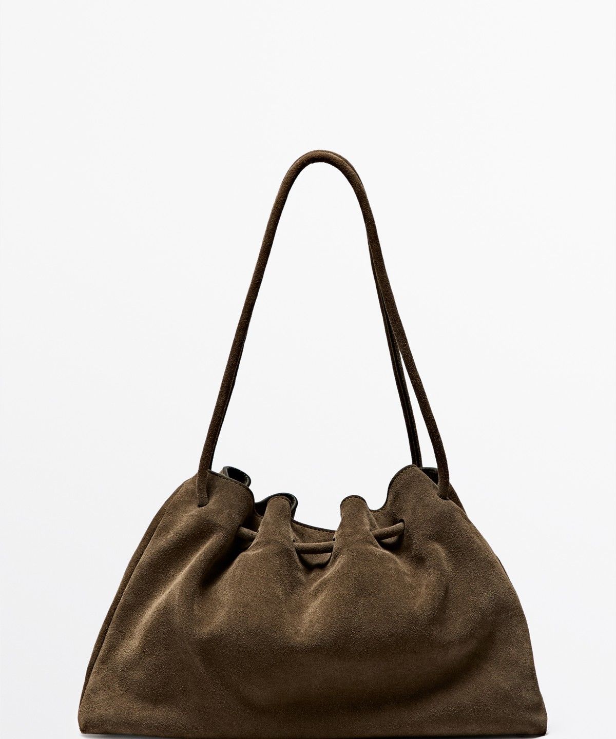 마시모두띠(MASSIMO DUTTI) 스플릿 스웨이드 주름 백