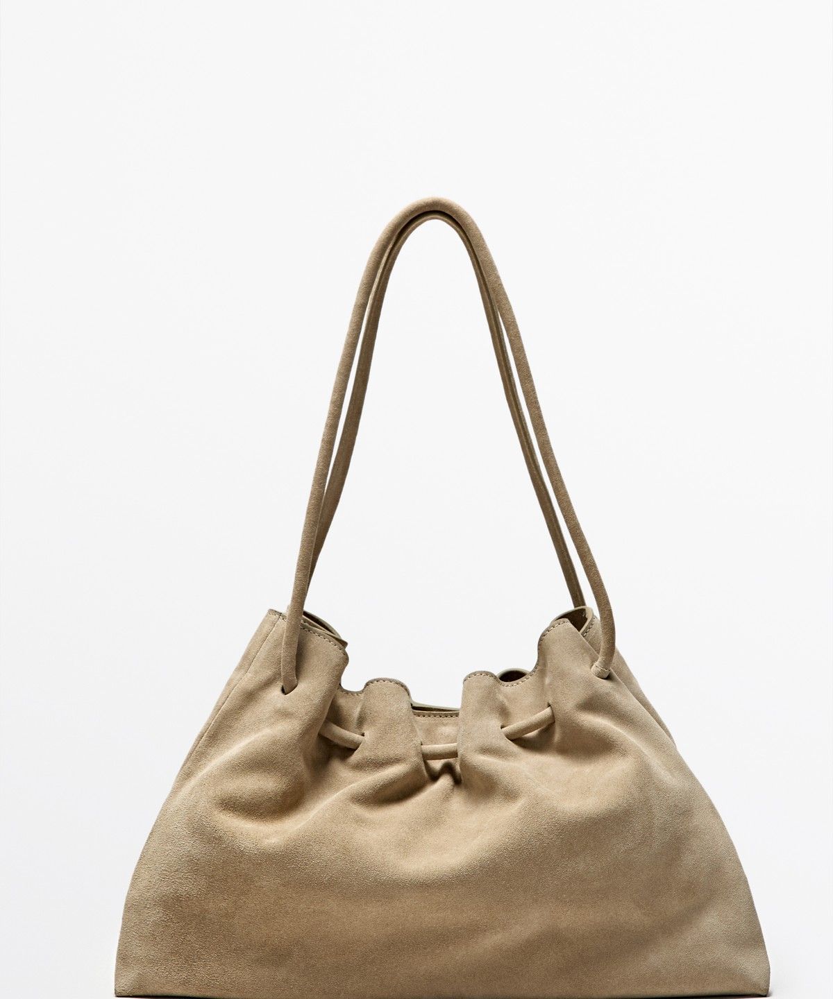 마시모두띠(MASSIMO DUTTI) 스플릿 스웨이드 주름 백