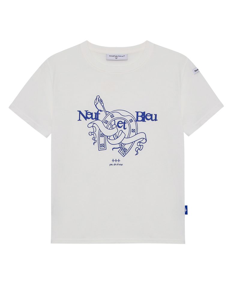 NEB cotton blue half tee (off-white)