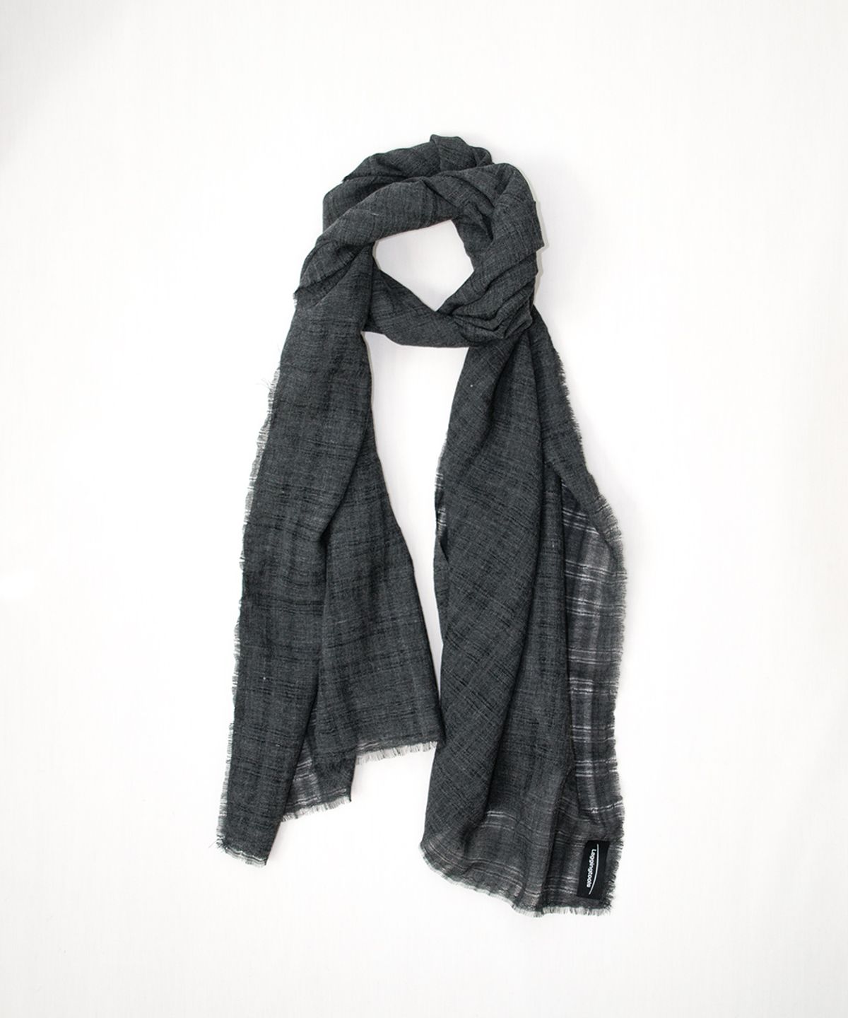래깅툴즈(LAGGINGTOOLS) Sheer Wool Blend Check Scarf_____dark grey (deadstock fabric)