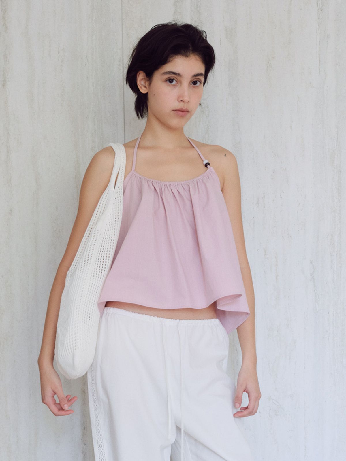 베이오드(BAIE OUD) Halterneck bead blouse_pink