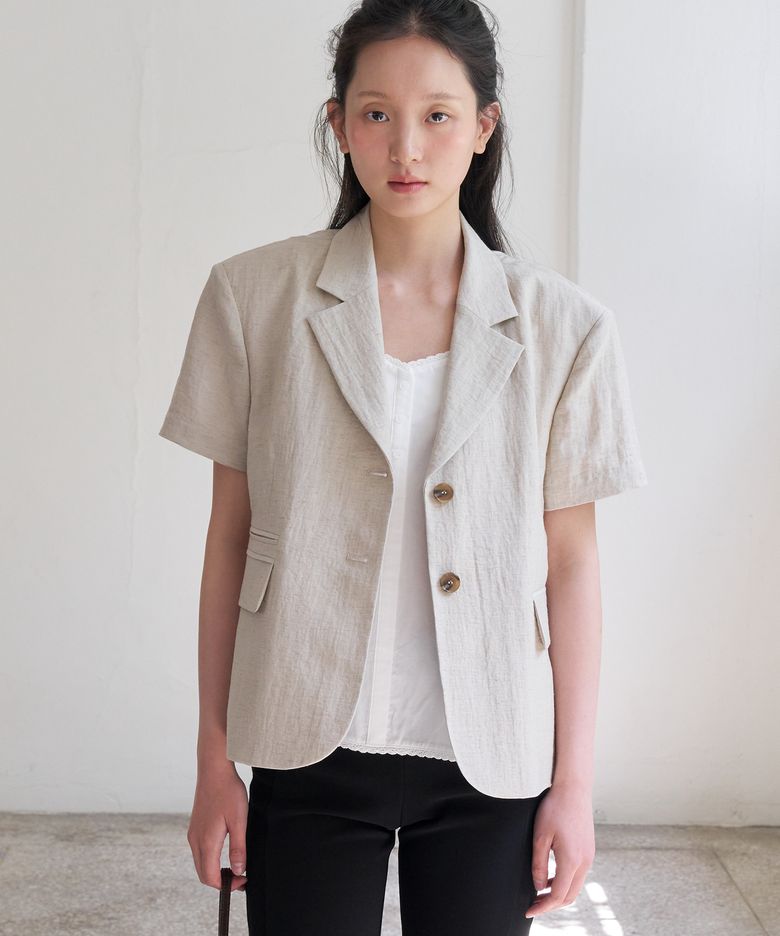 LIGHT LINEN HALF JACKET - BEIGE