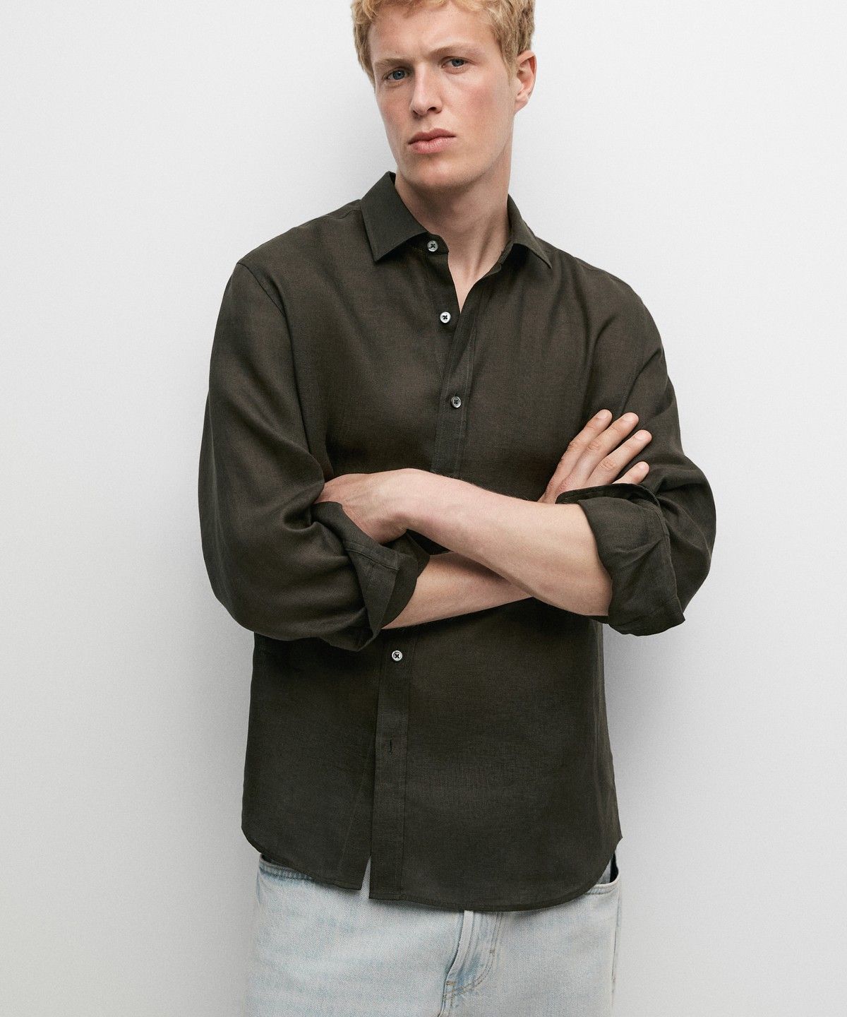 마시모두띠(MASSIMO DUTTI) 100% 린넨 레귤러핏 셔츠
