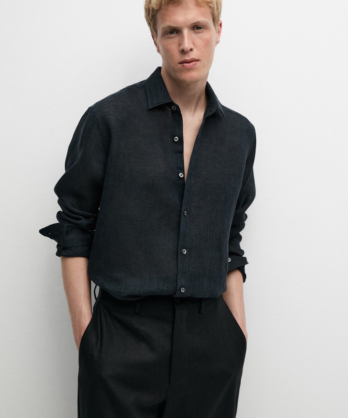 마시모두띠(MASSIMO DUTTI) 100% 린넨 레귤러핏 셔츠