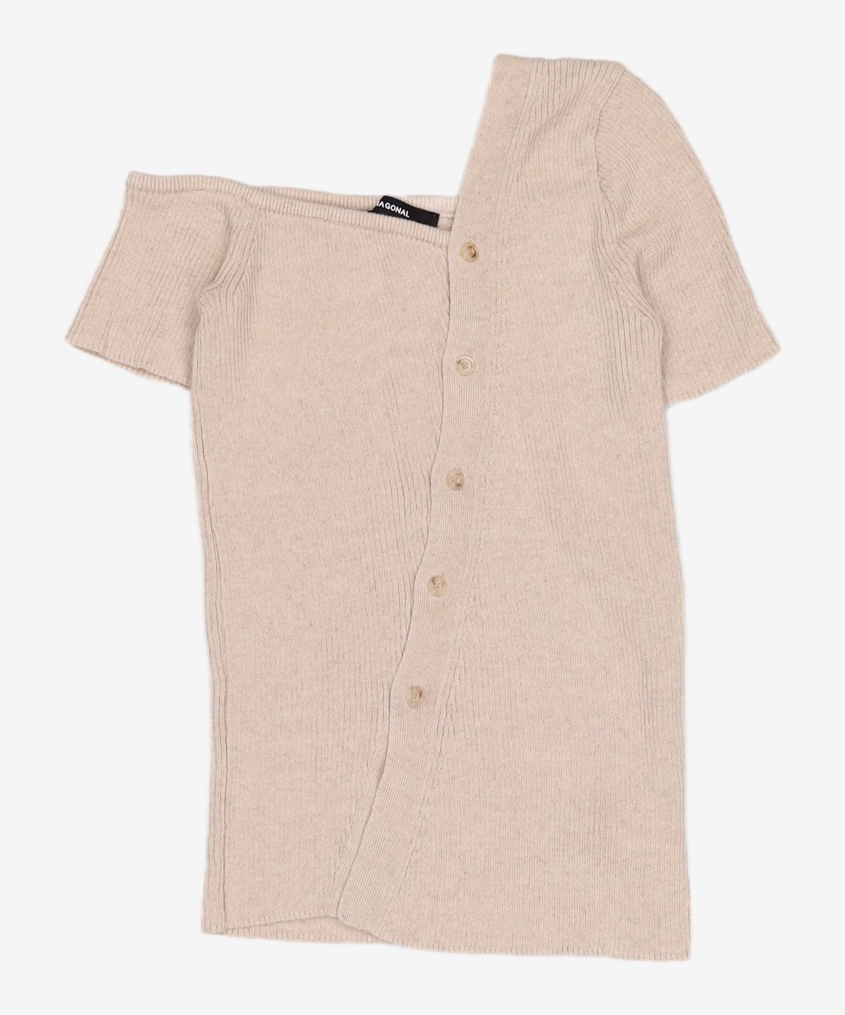 다이애그널(DIAGONAL) ONE OFF SHOULDER HALF KNIT (white)
