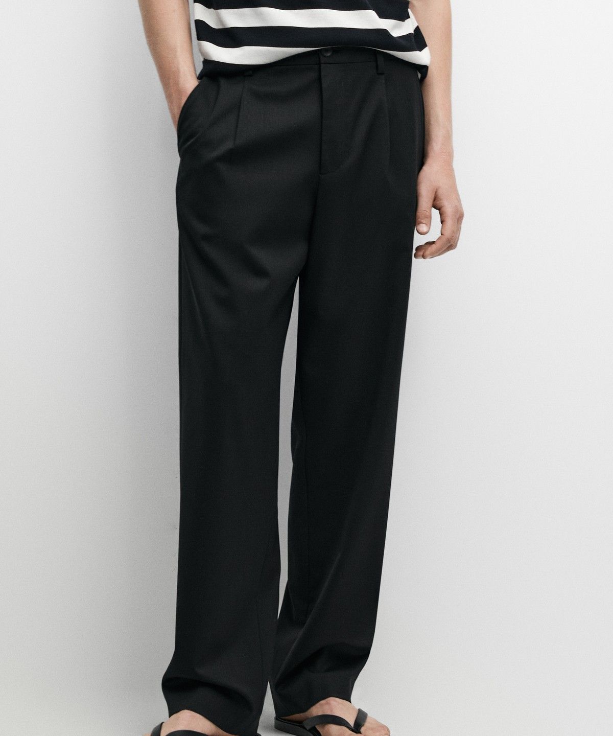 마시모두띠(MASSIMO DUTTI) 쿨 울 블렌드 핀턱 팬츠