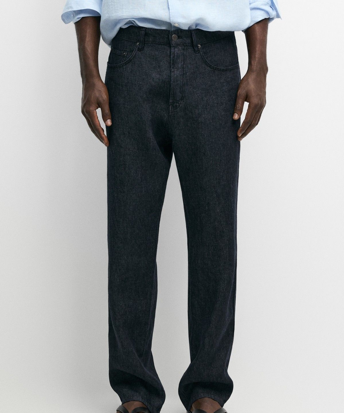 마시모두띠(MASSIMO DUTTI) 스트레이트 핏 린넨 데님 팬츠