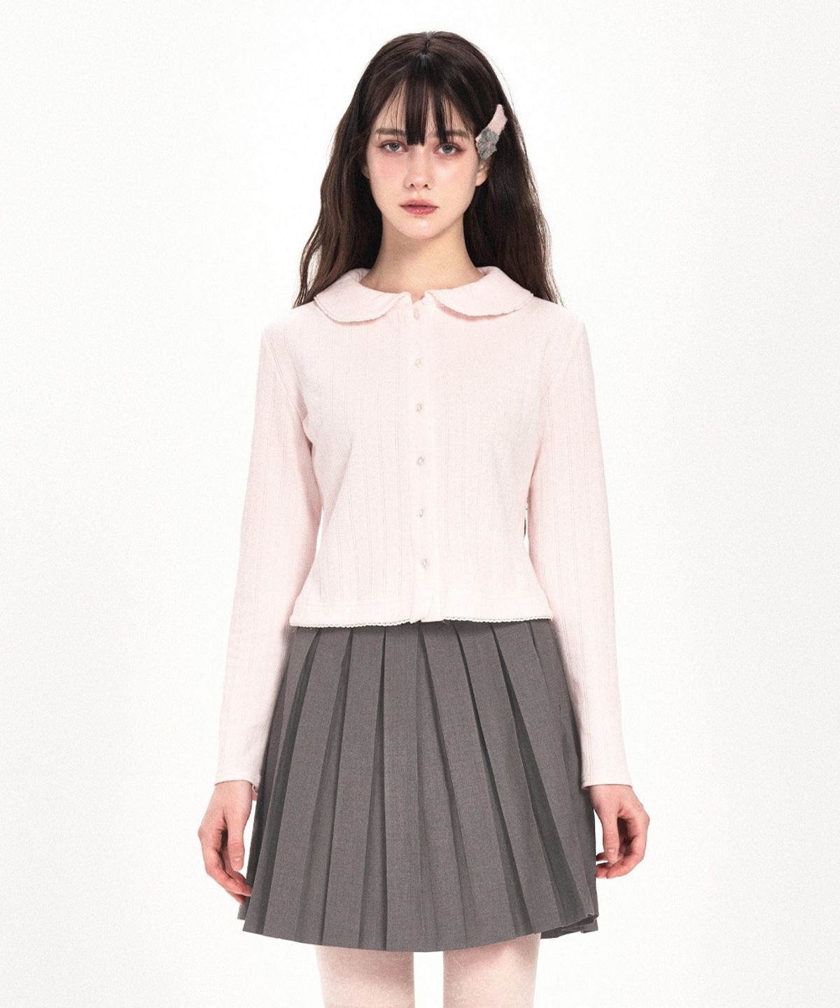 위스페어리(WHISFAIRY) GARDEN FAIRY EYELET CARDIGAN - PINK
