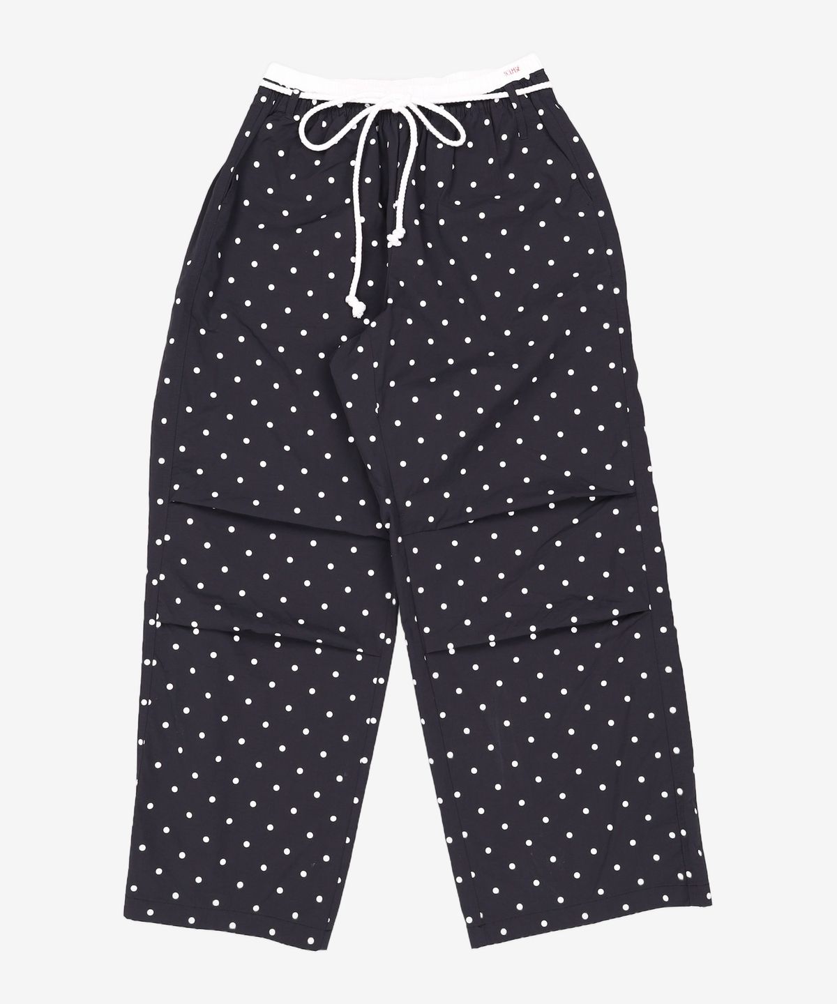 유희(YOUHEE) COTTON LAYERED BANDING WIDE PANTS BLACK