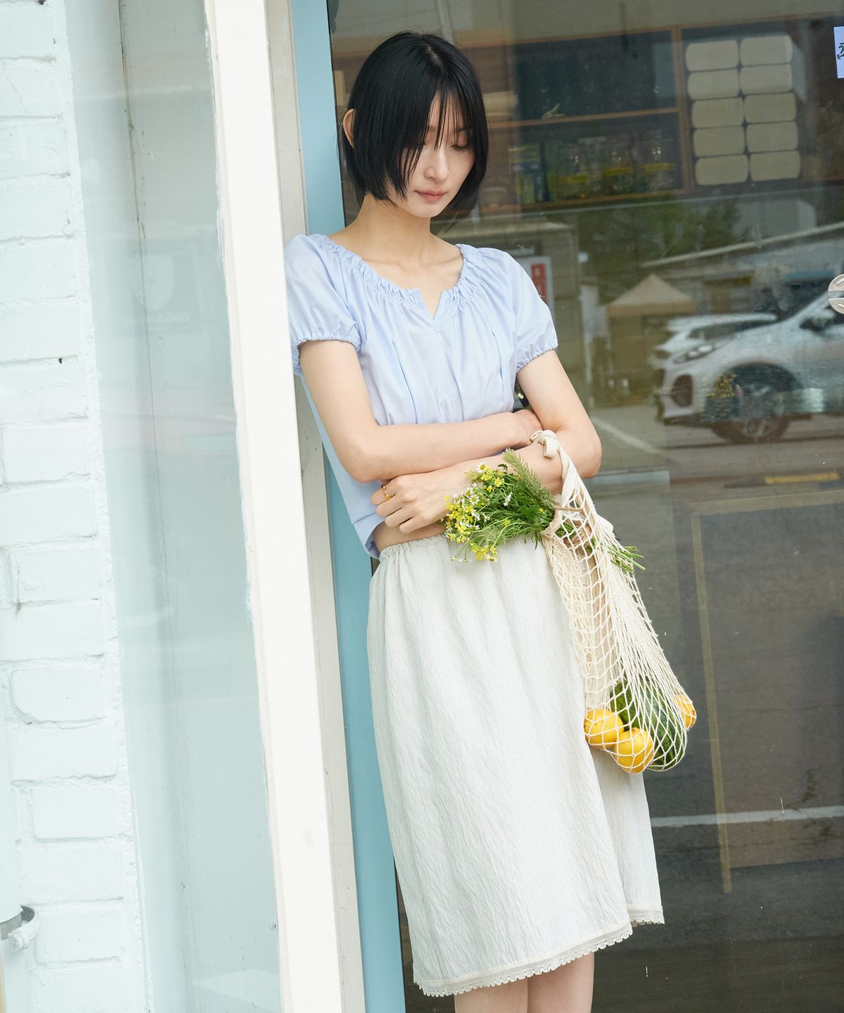 줄리아페페(JULIAPEPE) Lace Point Skirt Soft Butter