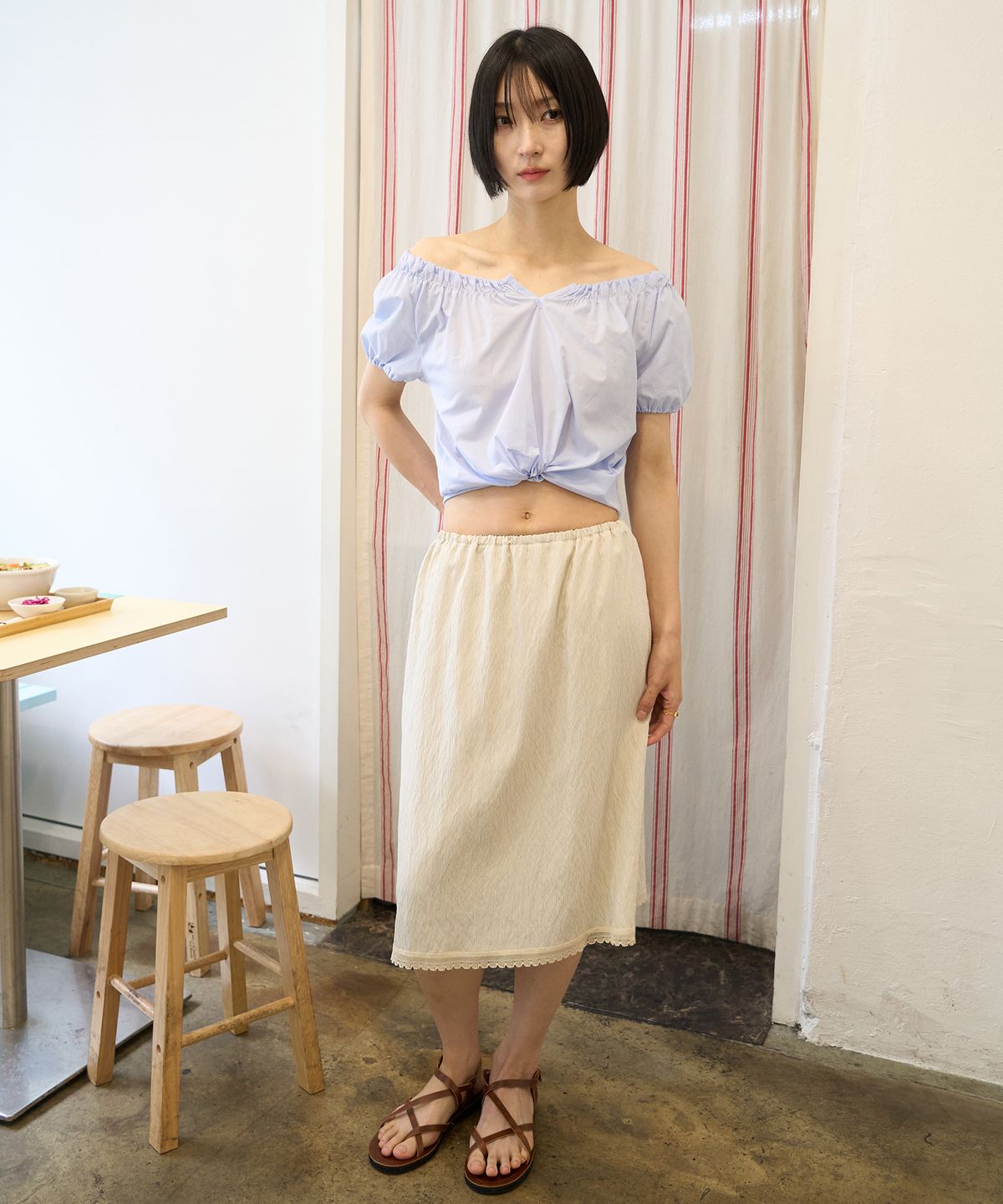 줄리아페페(JULIAPEPE) Lace Point Skirt Soft Butter