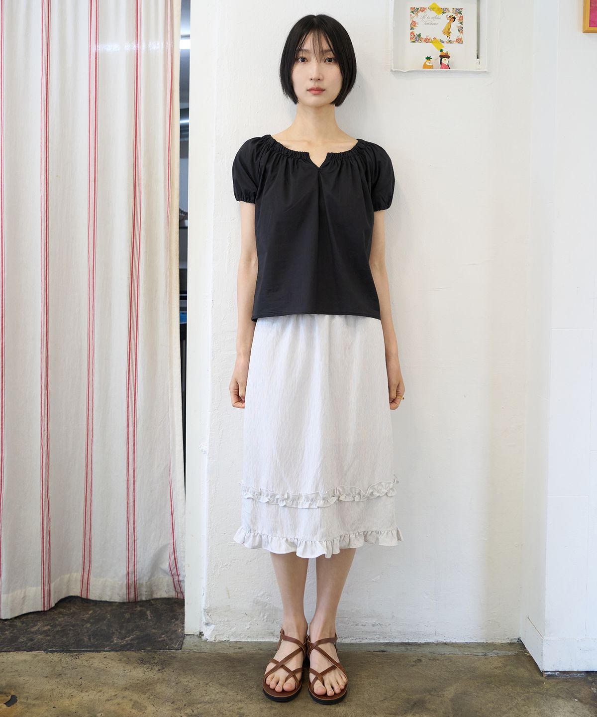 줄리아페페(JULIAPEPE) Frill Point Skirt White