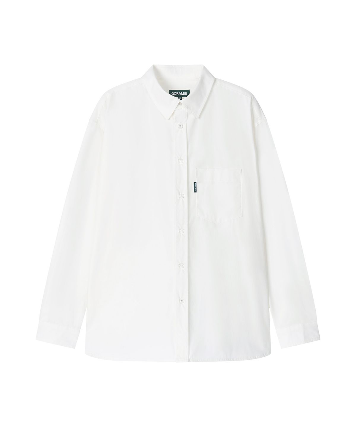 고라미스(GORAMIS) 로고 탭 고밀도 코튼 셔츠 [OFF WHITE]