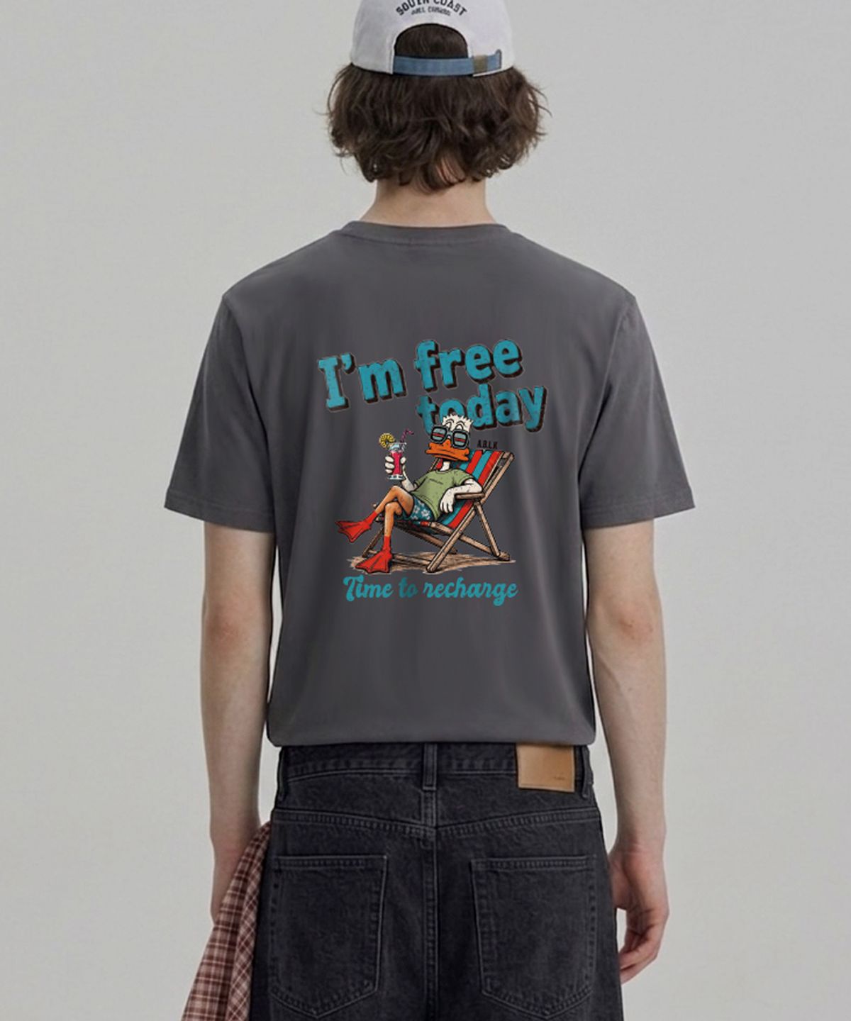 엠블룩(AMBLELOOK) 프리미엄 면스판 라운드 반팔티셔츠 FREE DUCK (4color)