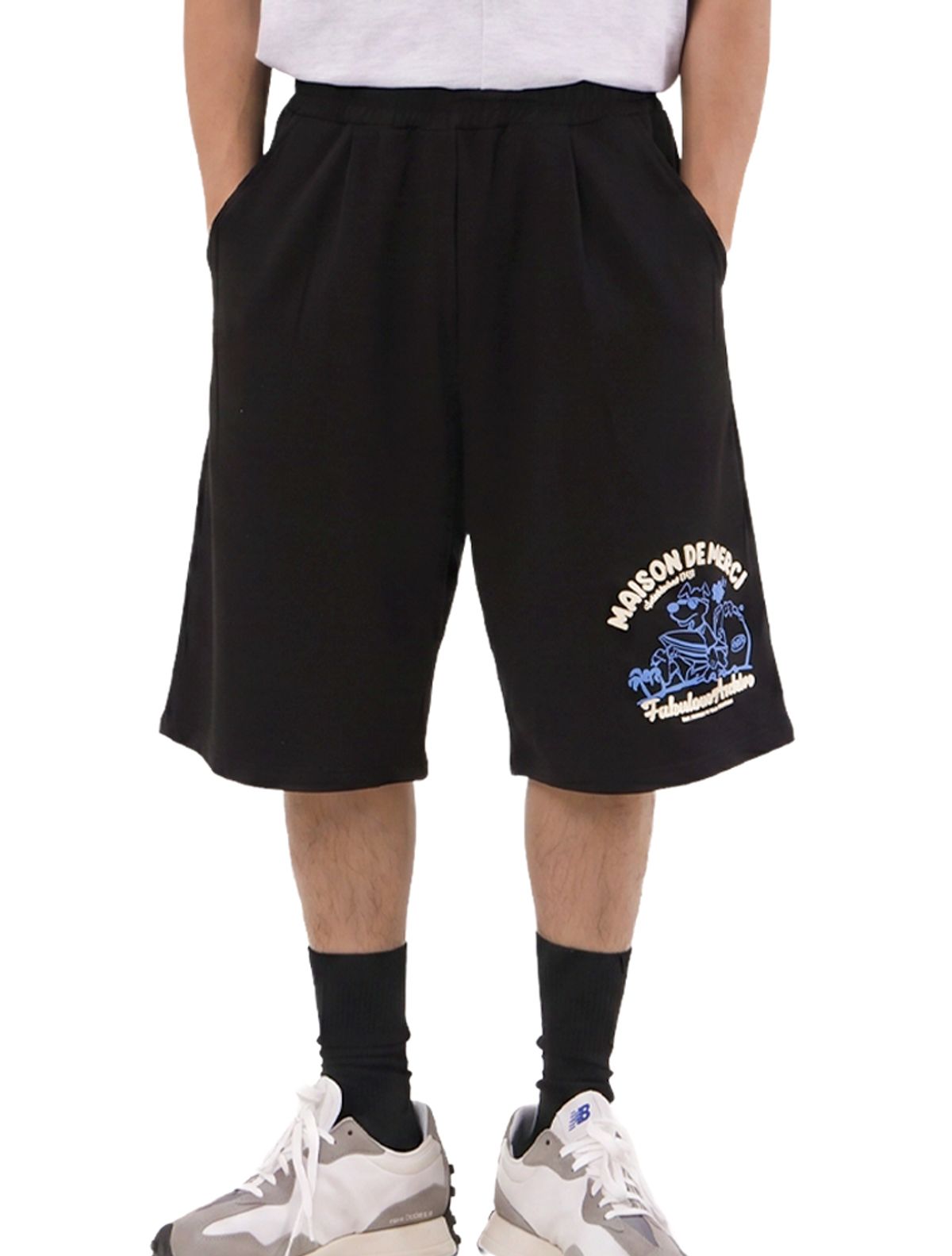 라 메종 스튜디오(LA MAISON STUDIO) SURFING PUPPY BERMUDA SHORTS BLACK(FCG2PT816M)
