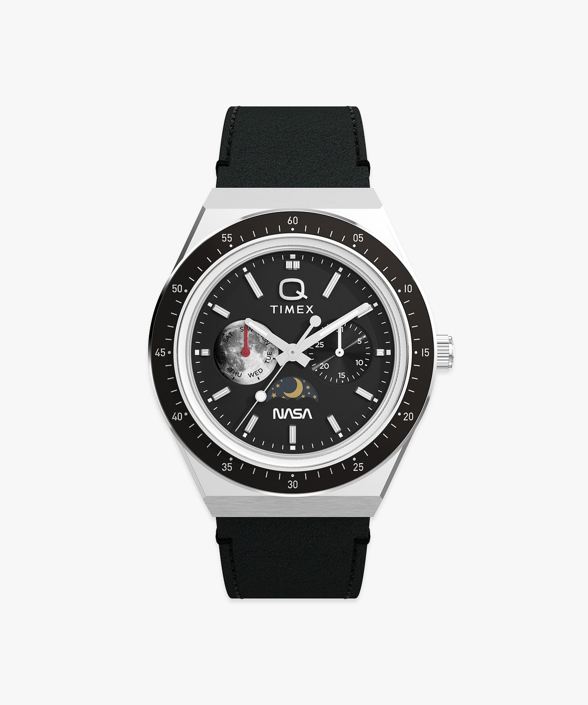 타이맥스(TIMEX) 타이맥스 x NASA Q TIMEX 빈티지 블랙 가죽시계 40mm