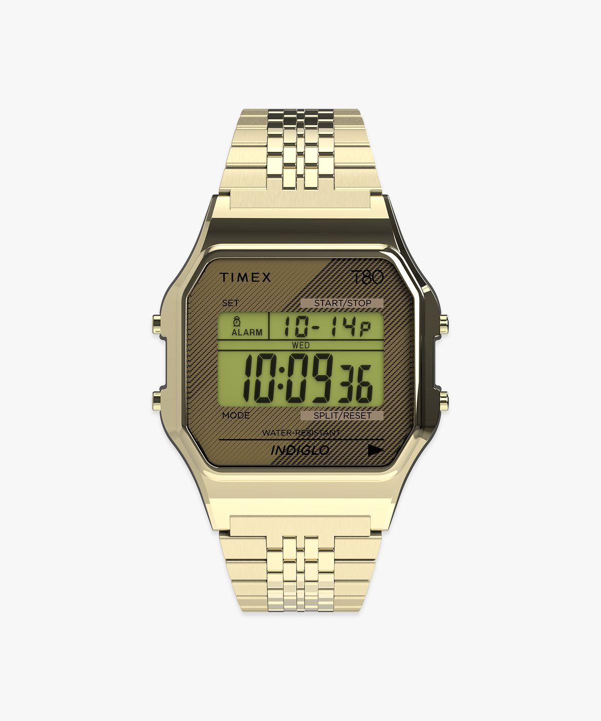 타이맥스(TIMEX) T80 골드 스틸밴드 남녀공용 디지털시계 34mm