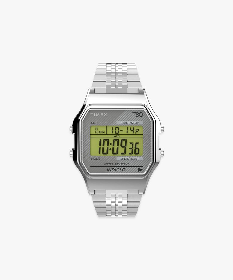 T80 스테인리스 스틸 디지털 전자시계 34mm