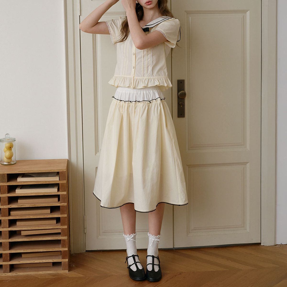 쎄무아듀(CEST MOIDEW) Cest_Yellow flare midi skirt
