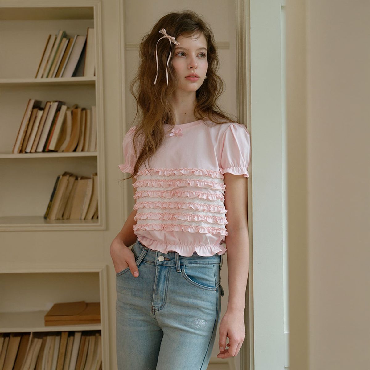 쎄무아듀(CEST MOIDEW) Cest_Ruffle layered puff sleeve top