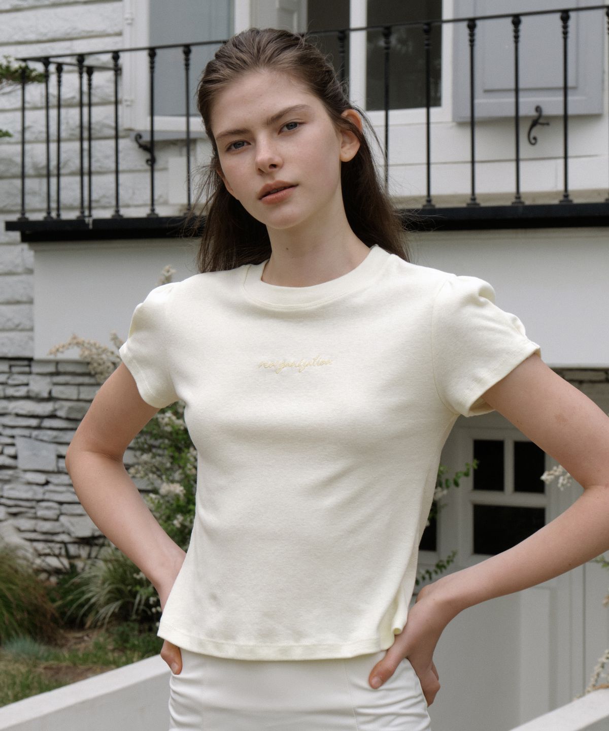 리올그(REORG) REORG LOGO PUFF T-SHIRT LEMON YELLOW