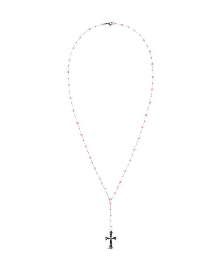 Antique Mixxed Cross Necklace_[Pink]