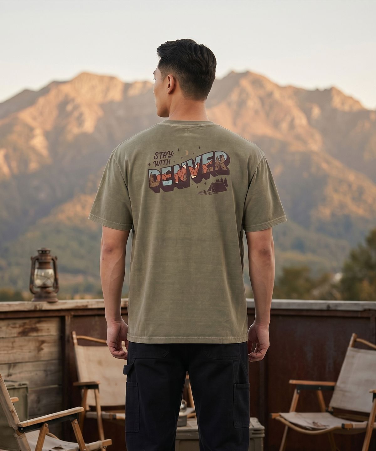 덴버(DENVER) DVT050_STAY WITH 피그먼트 티셔츠