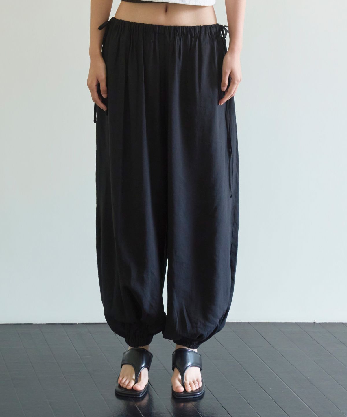 언틸디예스(UNTIL THE YES) Side String Wide Balloon Pants, Black