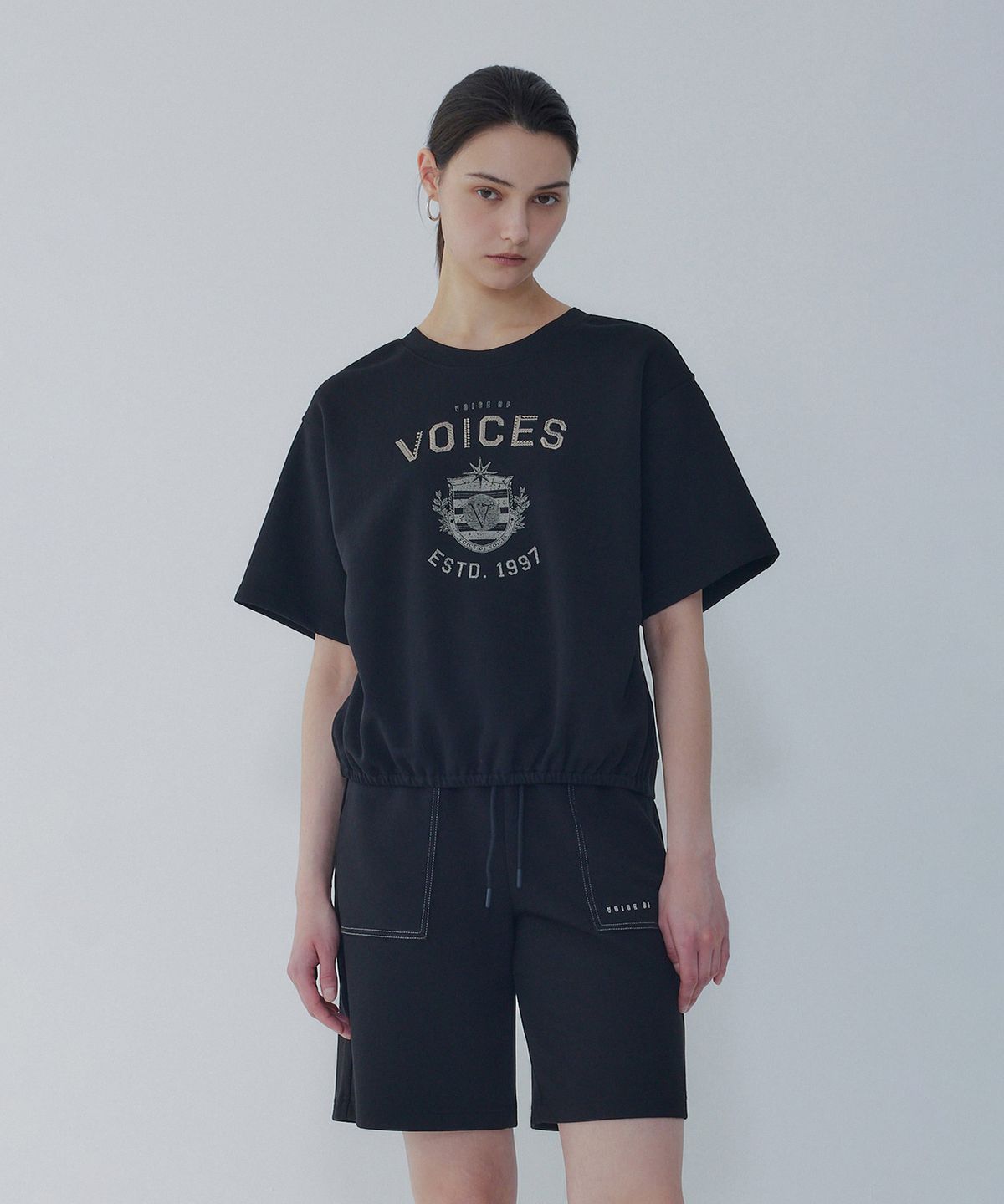 보브(VOICE OF VOICES) 엠브로이더리 투웨이 티셔츠_블랙 7156240008