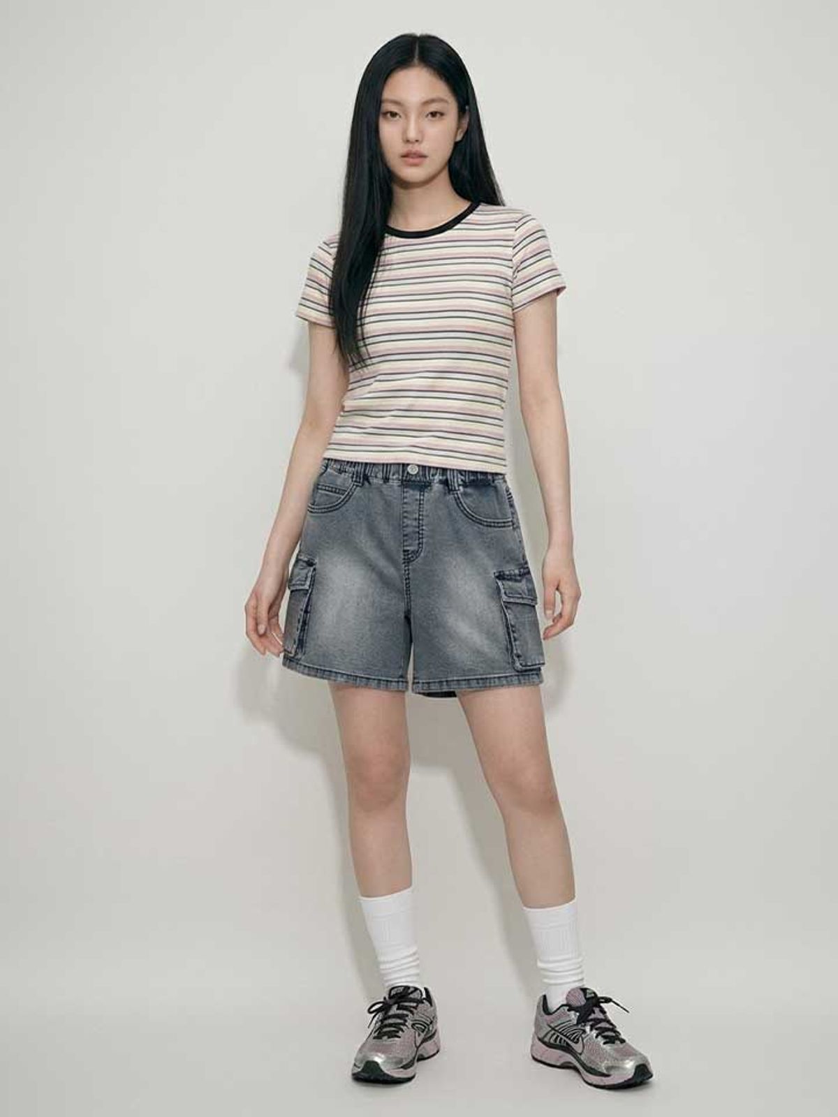 행텐 틴즈(HANGTEN TEENS) 틴즈 여아 3.5부 카고 데님팬츠_244(14570-156-408-10)