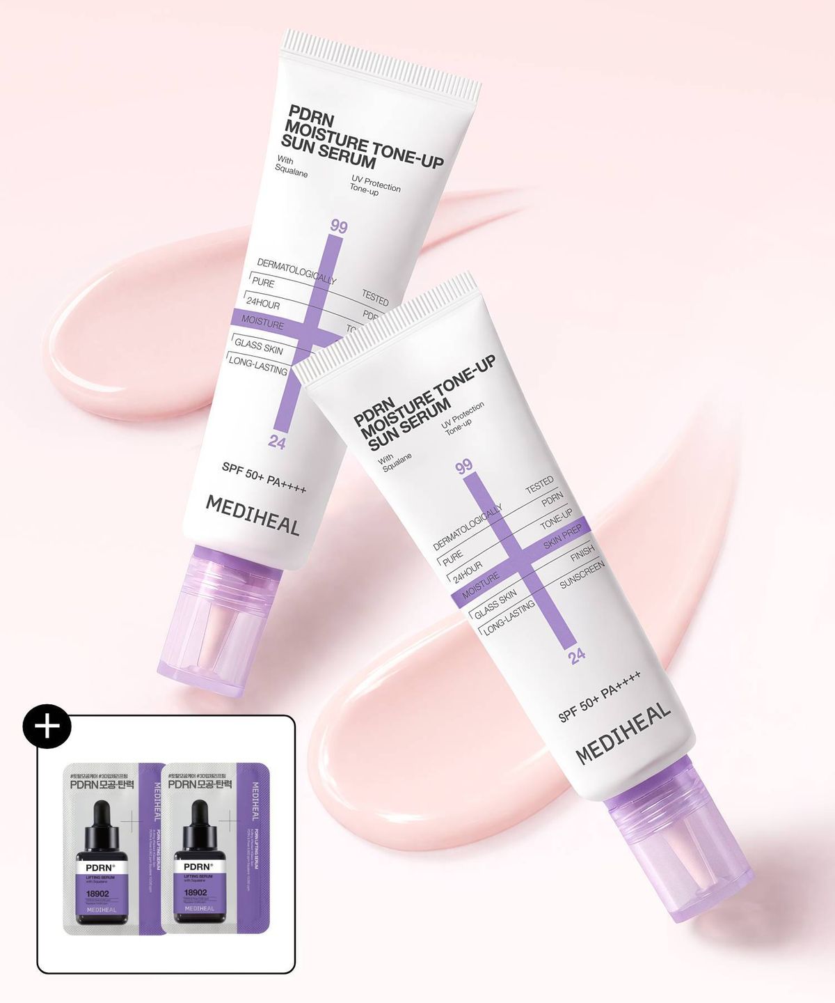 메디힐(MEDIHEAL) [2개] PDRN 톤업 선 세럼 (SPF 50+) 50g 2개