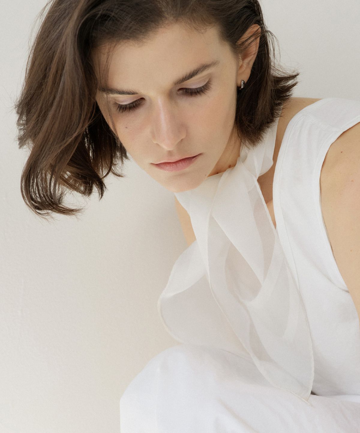 벤앤쿠(VENANDQU) Silk Scarf-Breeze Petit-Pure Ivory