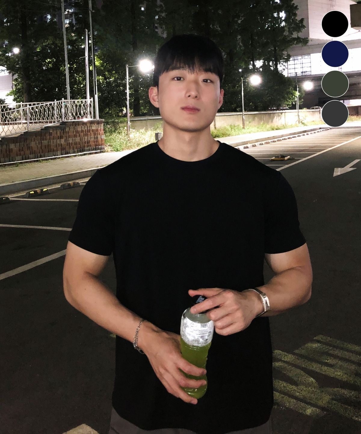 카키그라도(KHAKI GRADO) [1 Pack] 솔리드 머슬드 레귤러핏 반팔 티셔츠 (4 Colors)