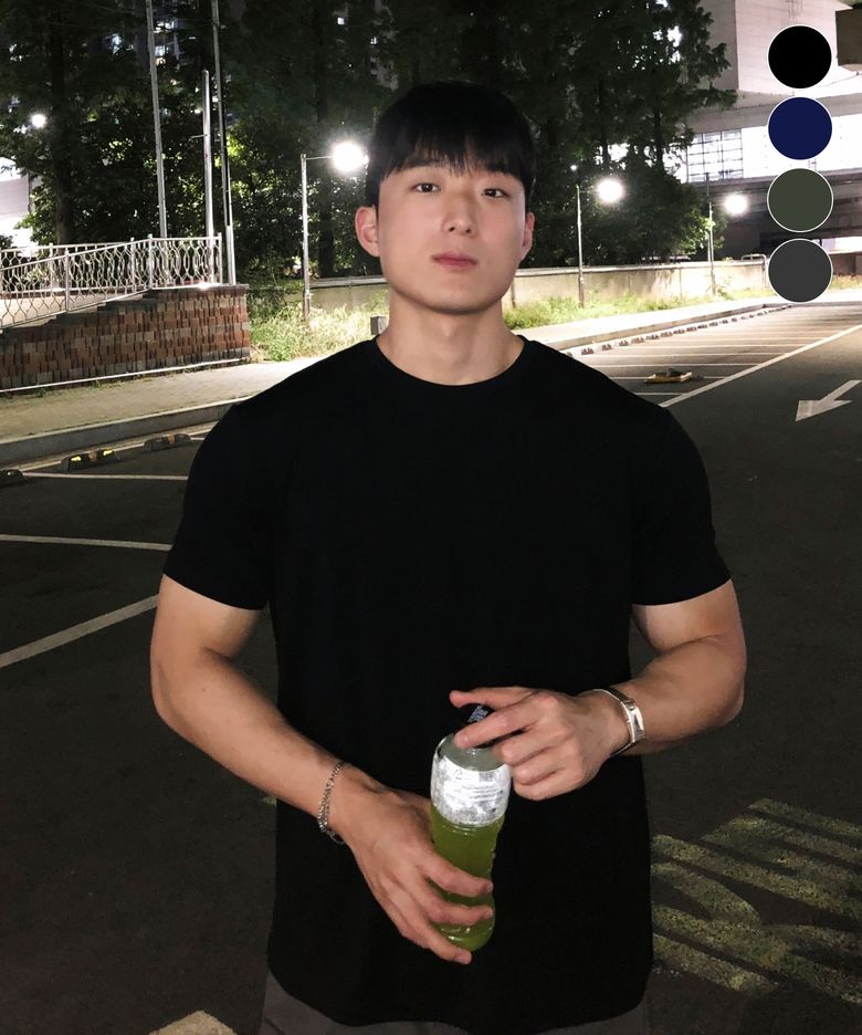 [1 Pack] 솔리드 머슬드 레귤러핏 반팔 티셔츠 (4 Colors)