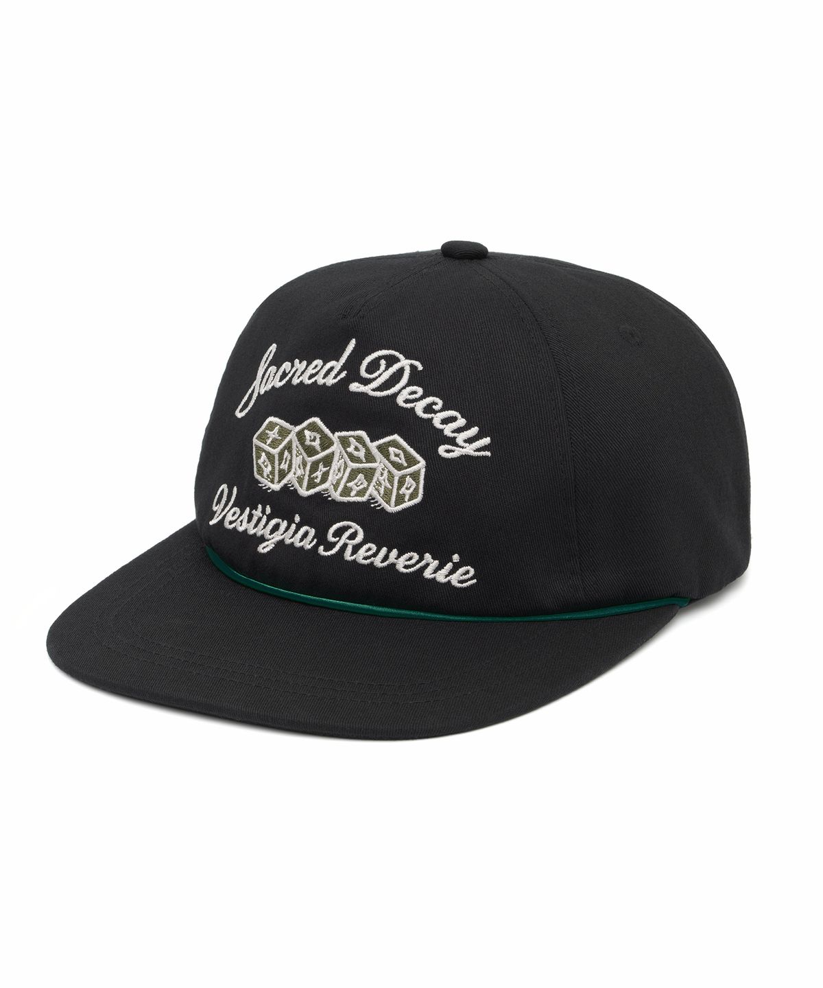낫포너드(NOT4NERD) Dice Chain Stitch 5-Panel Cap - Black