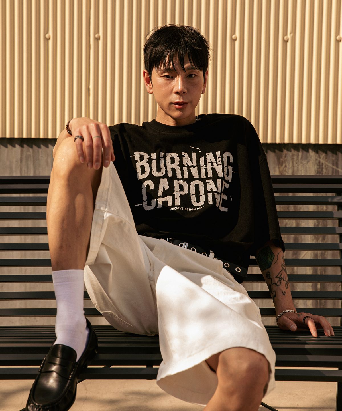 버닝카포네(BURNING CAPONE) BC 크랙러프 반팔 티셔츠 (BLACK)