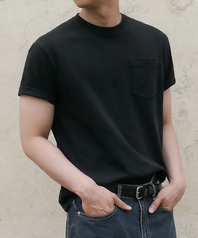 POCKET CROP T-SHIRT [WASHED BLACK]