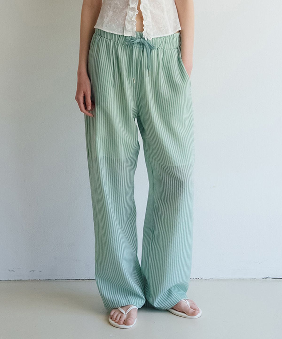 뮈르뮈르(MURMURE) [2차]티로 시스루 스트라이프 팬츠_Tiro Pants