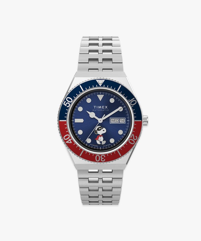 타이맥스 x 피너츠 M79 오토매틱 선레이 다이얼 메탈시계 40mm