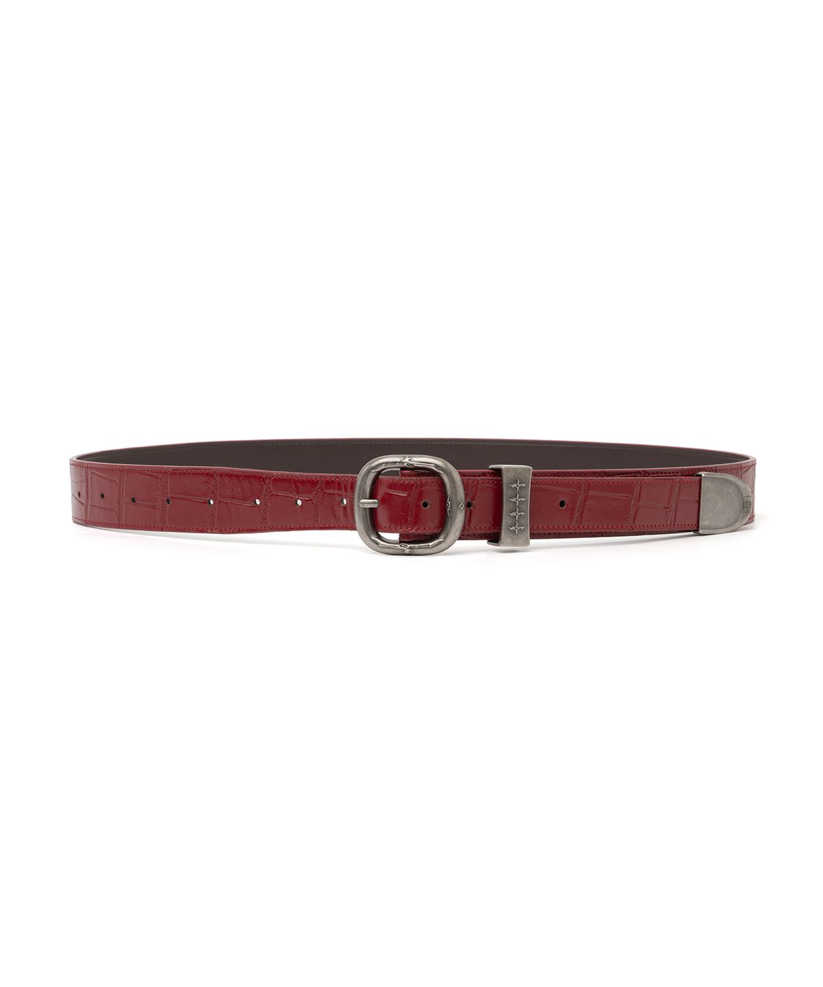 낫포너드(NOT4NERD) Split 4 Symbol Oval Buckle Belt - Red