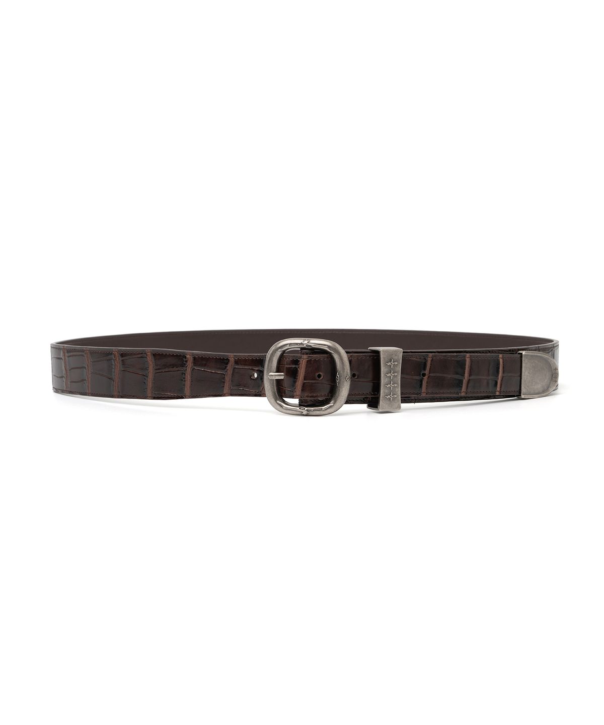 낫포너드(NOT4NERD) Split 4 Symbol Oval Buckle Belt - Brown