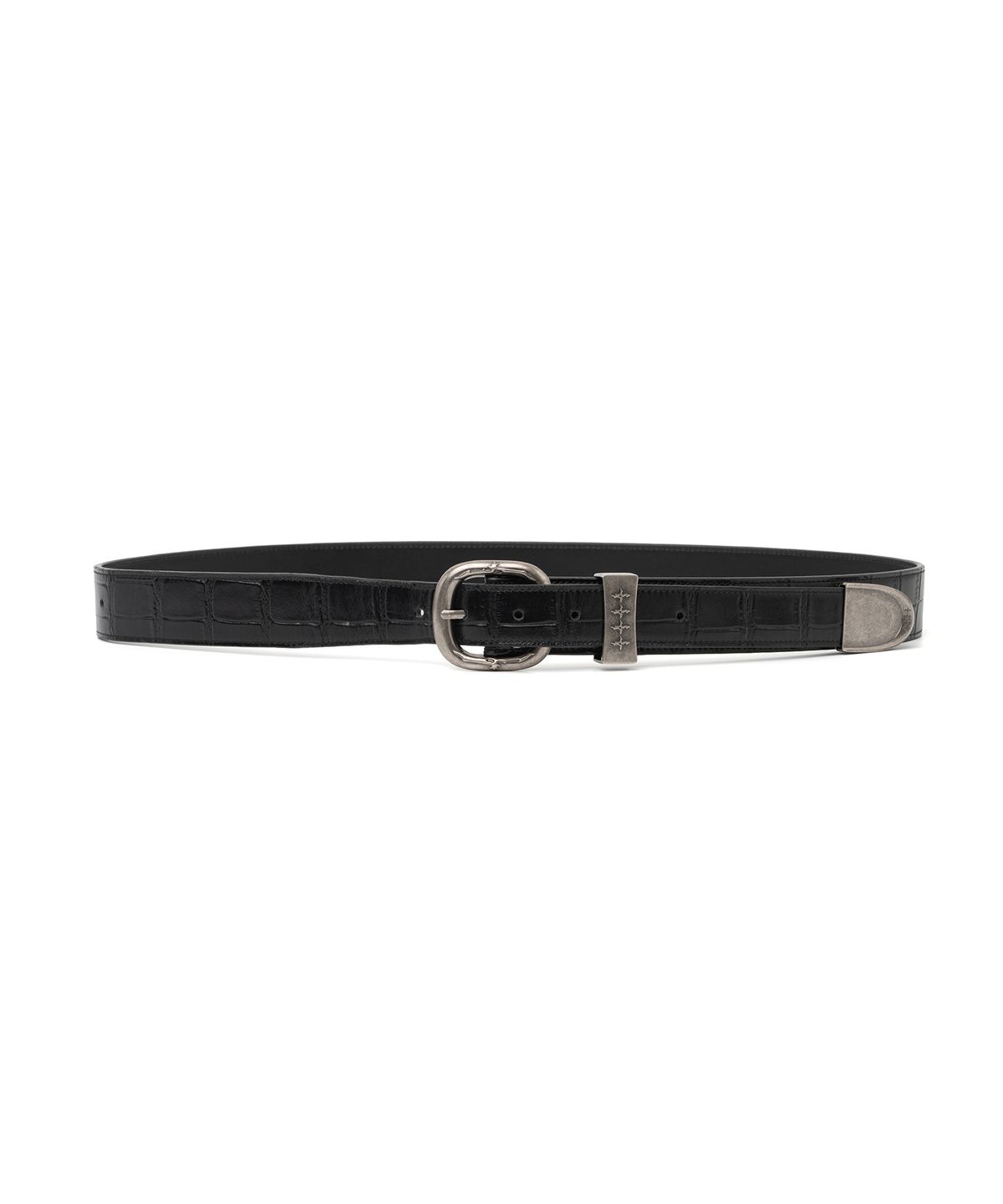 낫포너드(NOT4NERD) Split 4 Symbol Oval Buckle Belt - Black