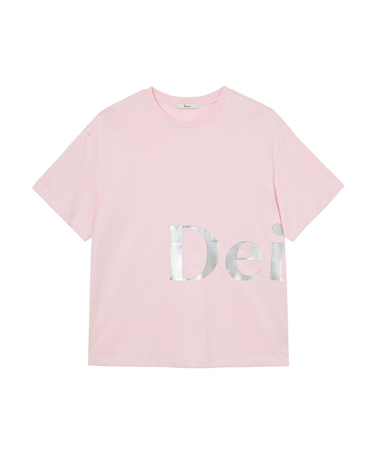 다이닛(DEINET) SILVER LOGO T-SHIRT IN LIGHT PINK