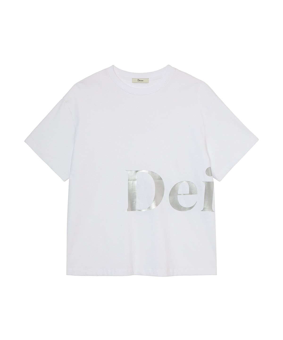 다이닛(DEINET) SILVER LOGO T-SHIRT IN WHITE