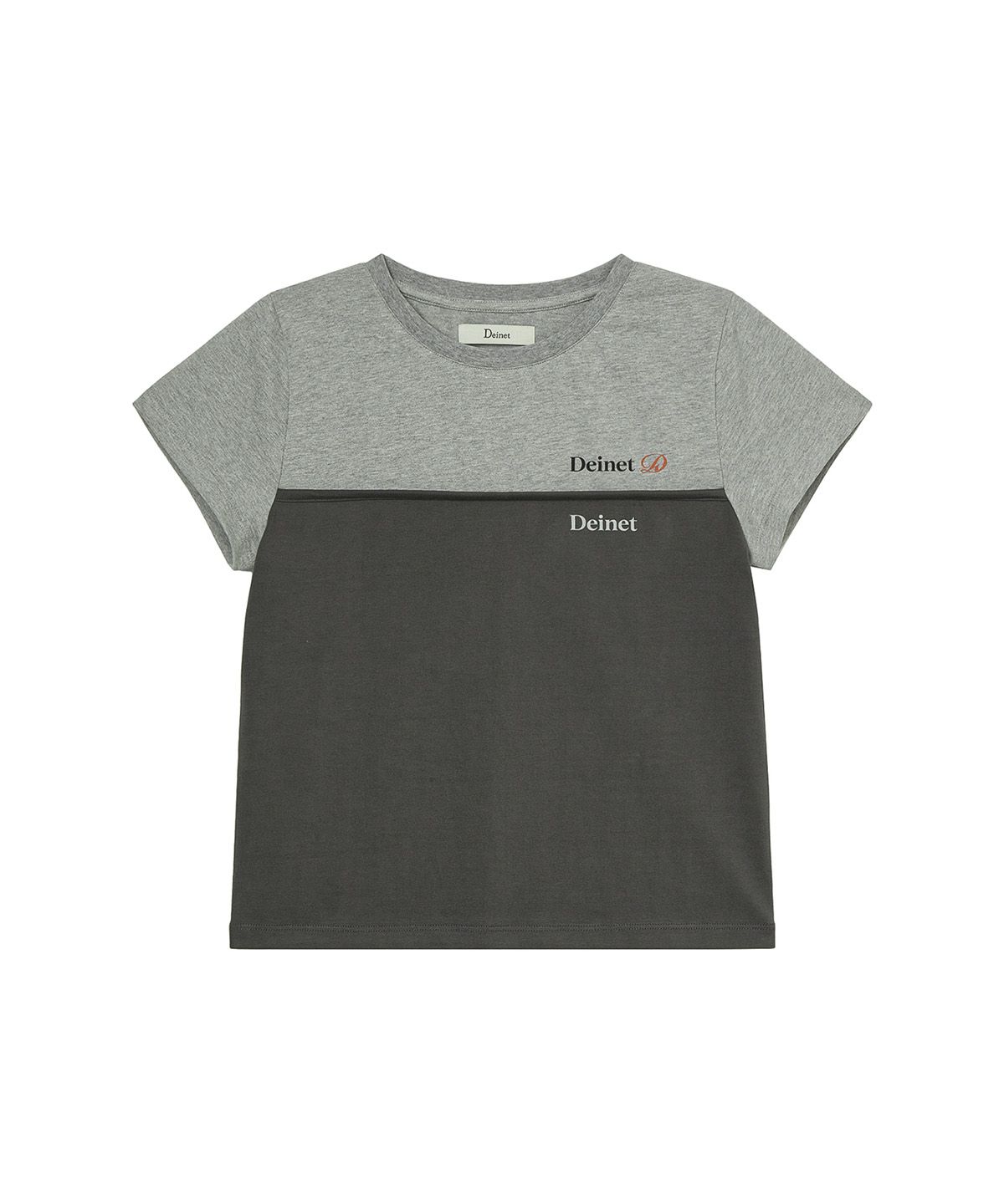 다이닛(DEINET) LAYERED CONTRAST T-SHIRT IN MELANGE GREY